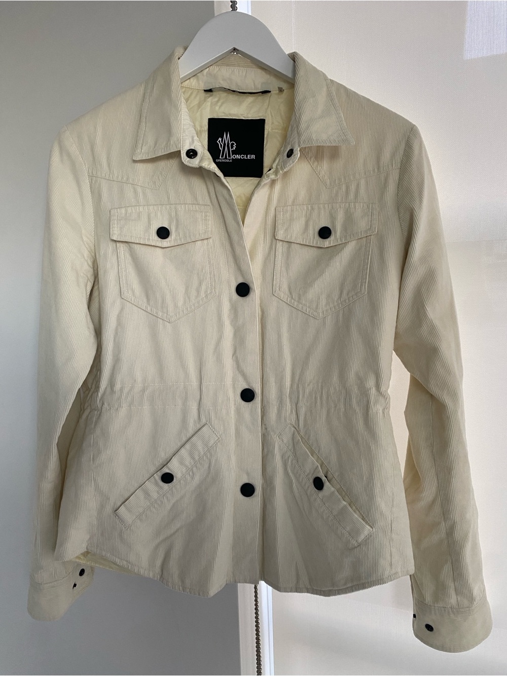 Moncler Neudorf Corduroy Padded Puff Jacket in Ivory Size 2 / Medium